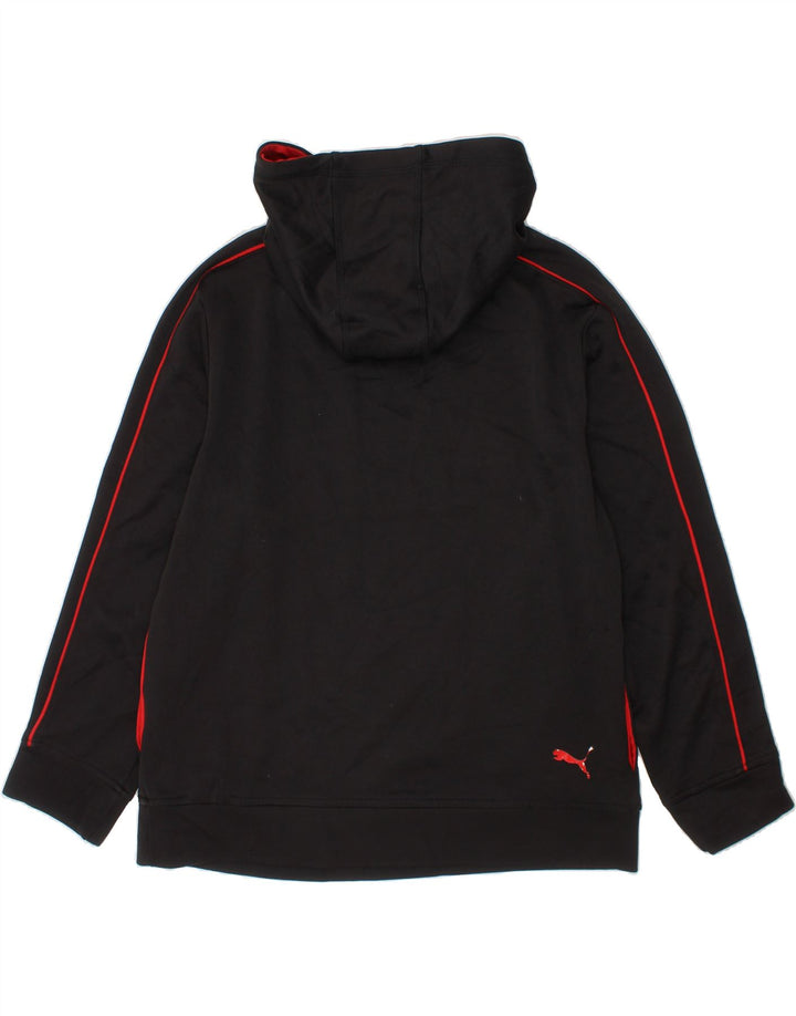 PUMA Boys Graphic Hoodie Jumper 10-11 Years Medium Black Polyester Vintage Puma and Second-Hand Puma from Messina Hembry 