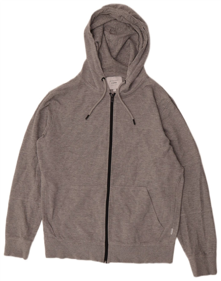 Мужской свитер с капюшоном на молнии Jack & Jones, большой серый, хлопковый