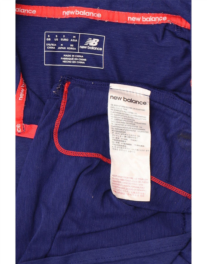 NEW BALANCE Mens Zip Neck Top Long Sleeve Small Navy Blue Polyester