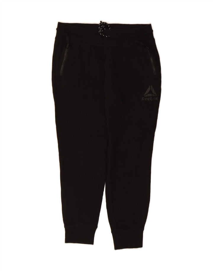 REEBOK Womens Graphic Tracksuit Trousers Joggers UK 14 Medium  Black Vintage Reebok and Second-Hand Reebok from Messina Hembry 