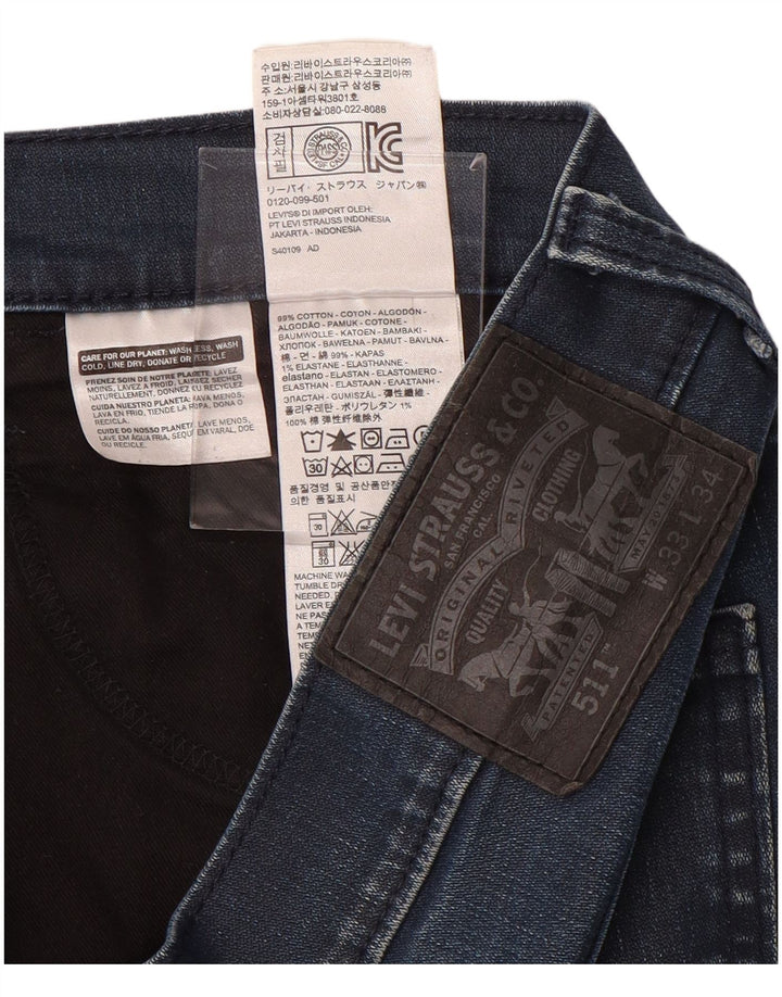 LEVI'S Mens 511 Cropped Slim Jeans W33 L23 Navy Blue Cotton