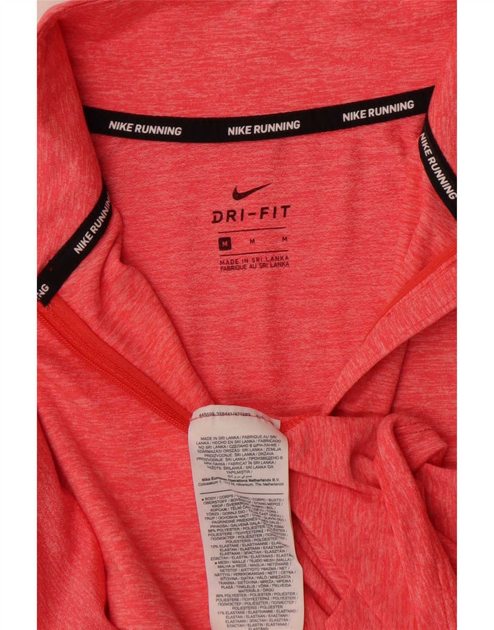 Женский топ Nike Dri Fit с воротником на молнии и длинным рукавом UK 14, средний красный, в крапинку