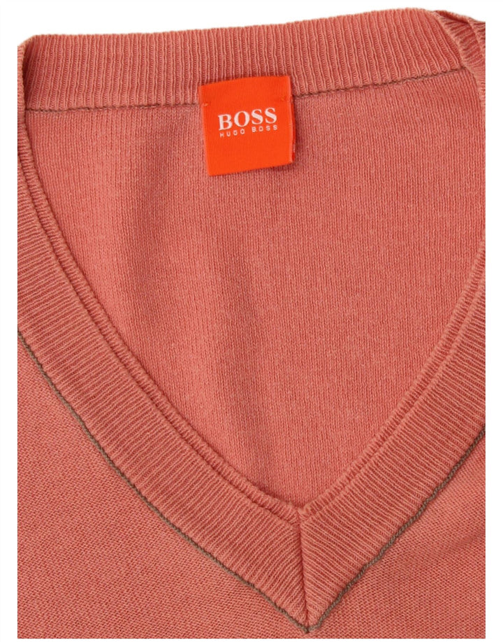 Мужской джемпер с v-образным вырезом Hugo Boss, средний розовый