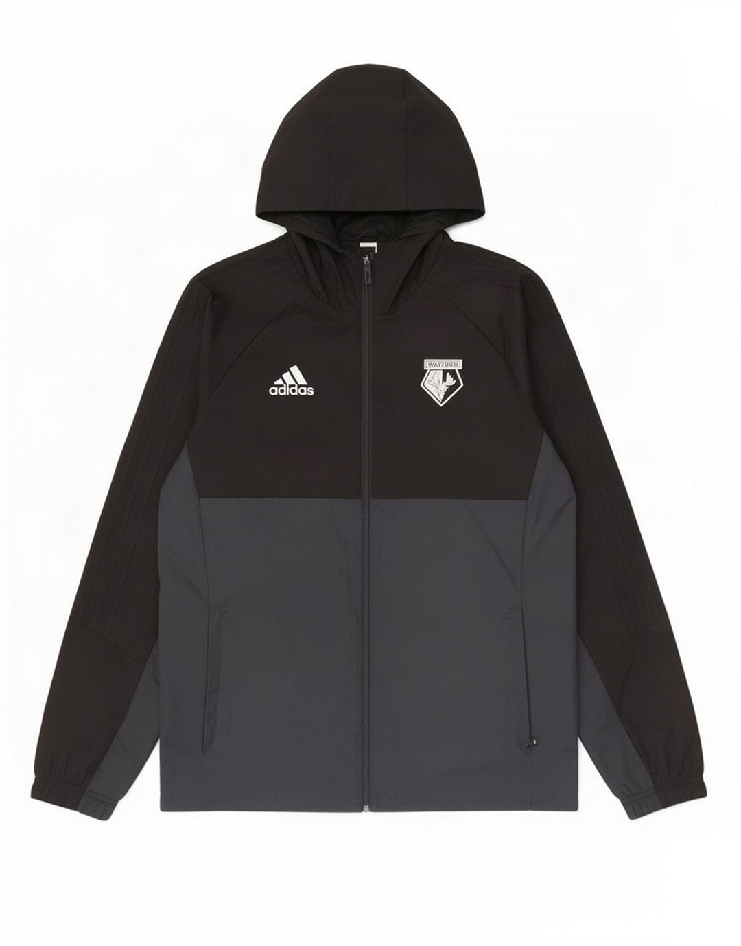 Мужская куртка-дождевик Adidas UK 40, большая черная, полиэстер с цветными блоками