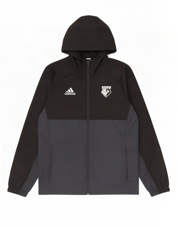 Мужская куртка-дождевик Adidas UK 40, большая черная, полиэстер с цветными блоками