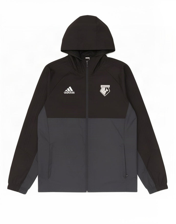 Мужская куртка-дождевик Adidas UK 40, большая черная, полиэстер с цветными блоками