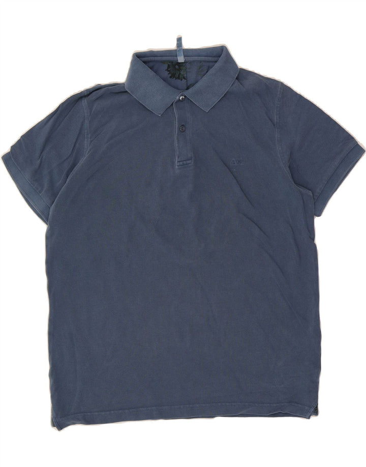 SUN68 Mens Polo Shirt Large Navy Blue Cotton Vintage Sun68 and Second-Hand Sun68 from Messina Hembry 