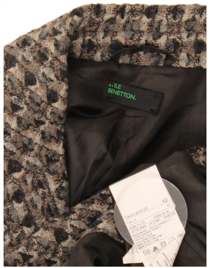Женское пальто Benetton IT 42 Medium Grey Wool с геометрическим узором