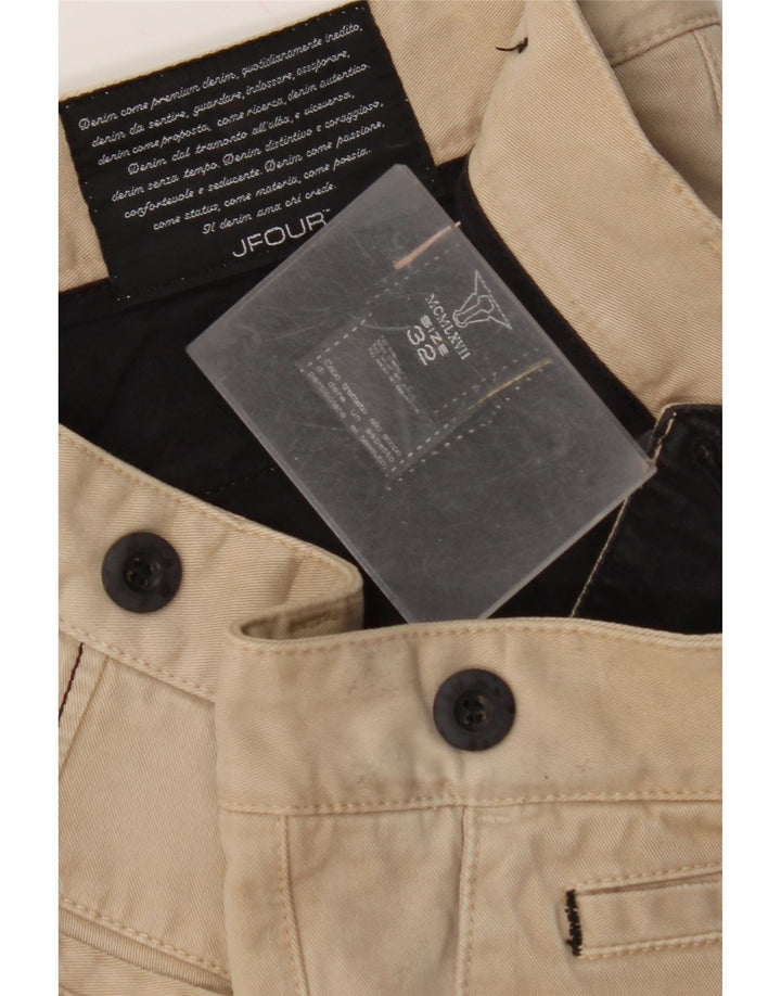 VINTAGE Mens Slim Chino Trousers W32 L33 Beige Cotton