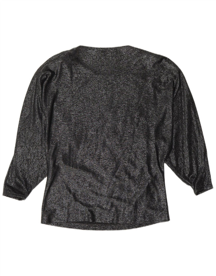 VINTAGE Женская блузка с длинным рукавом Top IT 42 Средний Черный Цветочный Вискоза