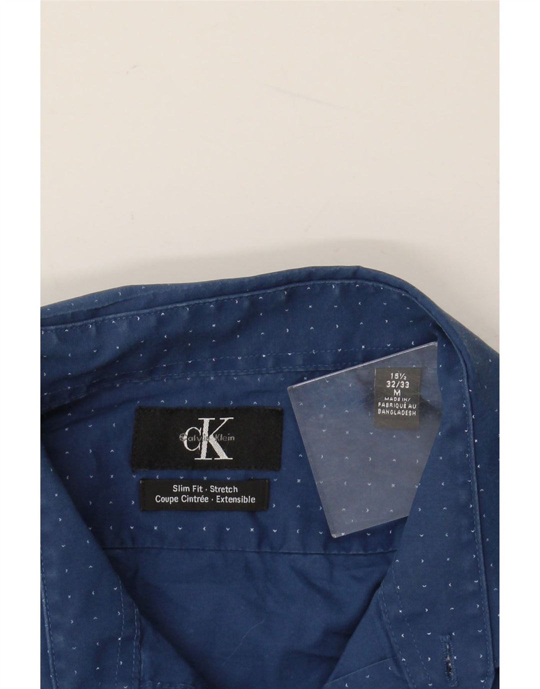 Мужская рубашка CALVIN KLEIN JEANS, размер 33/32, 15 1/2, средний синий в крапинку