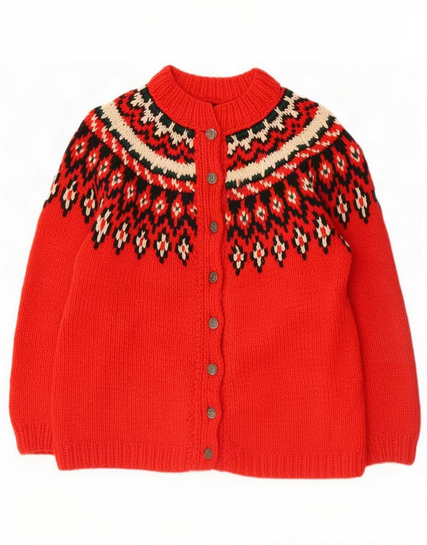 Винтажный женский свитер-кардиган UK 16 Large Red Fair Isle