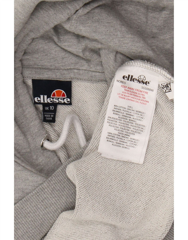 ELLESSE Женский джемпер с капюшоном оверсайз UK 10, маленький, серый, хлопок
