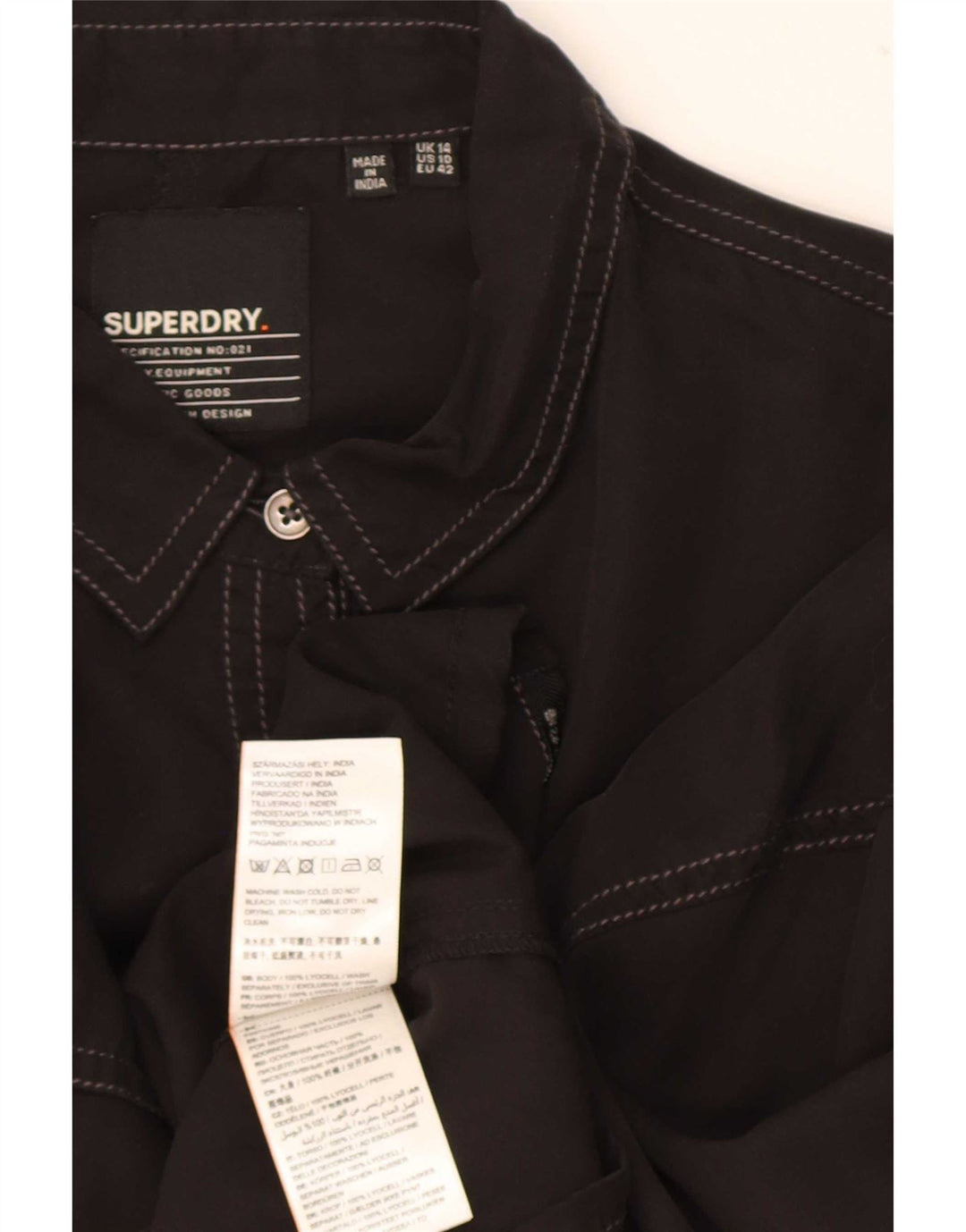 Женская рубашка оверсайз Superdry UK 14, большая, черная, лиоцелл