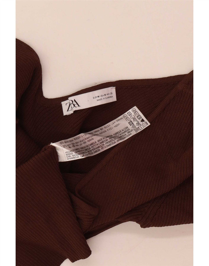 Женский топ на одно плечо Zara UK 12, средний коричневый вискоза