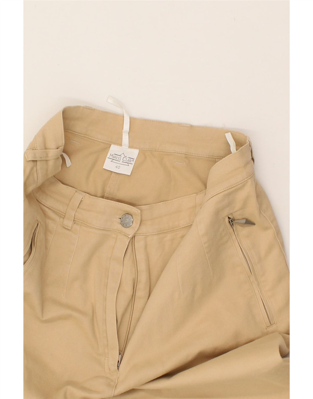 MARCEL CLAIR Womens Straight Casual Trousers EU 40 Medium W28 L29 Beige Vintage Marcel Clair and Second-Hand Marcel Clair from Messina Hembry 