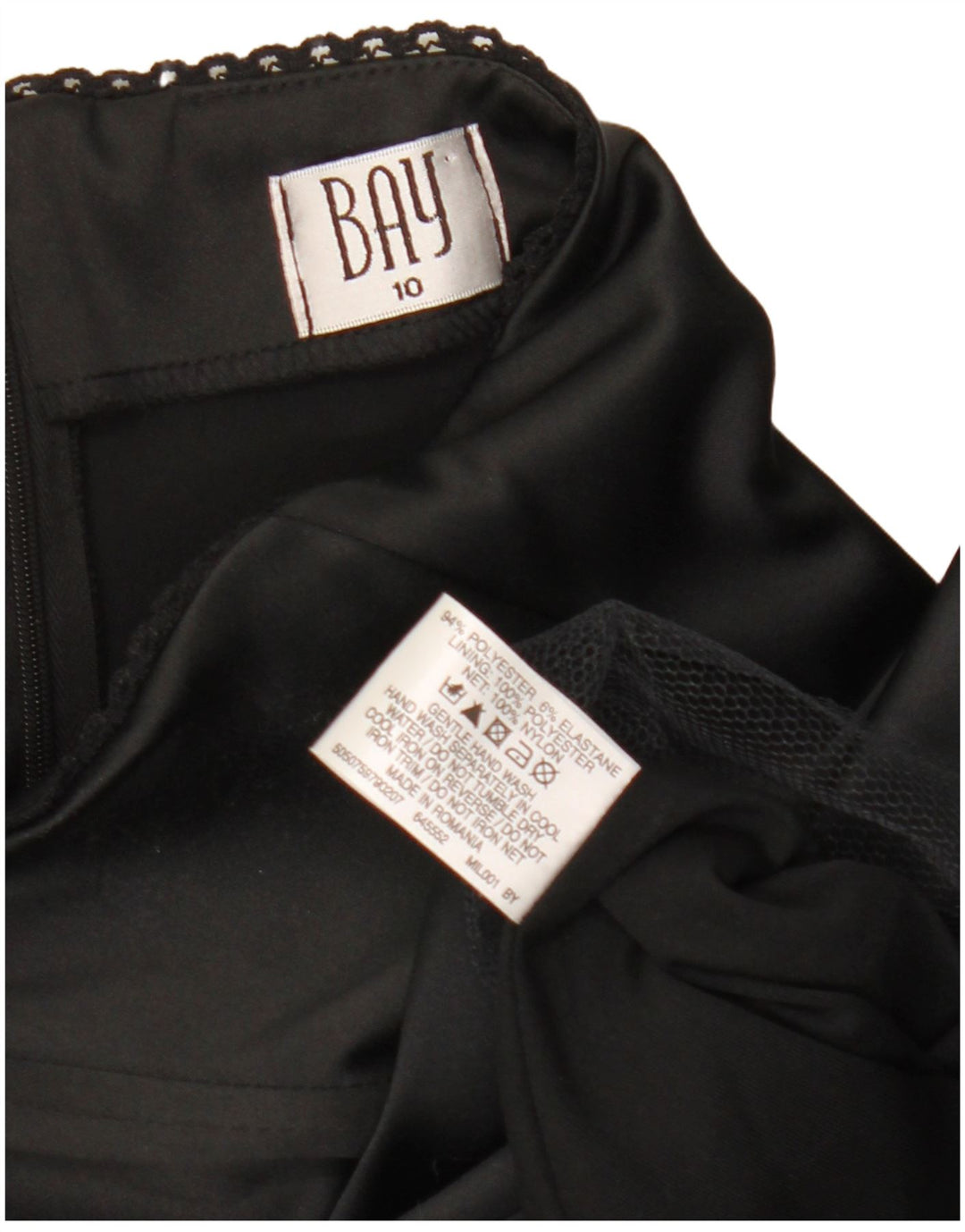 Женское платье без бретелек Bay UK 10, маленькое черное полиэстер