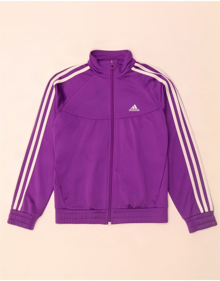 Спортивный костюм Adidas для девочек, верхняя куртка 11-12 лет, фиолетовый полиэстер