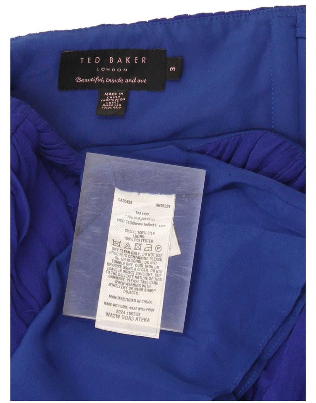 Женское платье макси без бретелек Ted Baker, размер 3, средний синий шелк