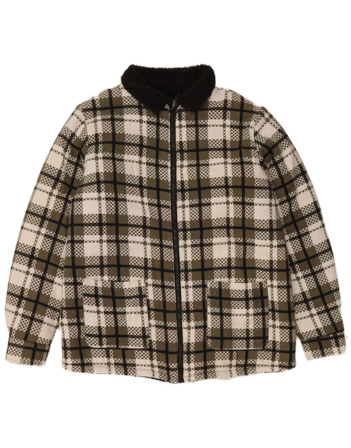 ВИНТАЖНАЯ женская куртка из шерпы UK 16, большая зеленая клетка