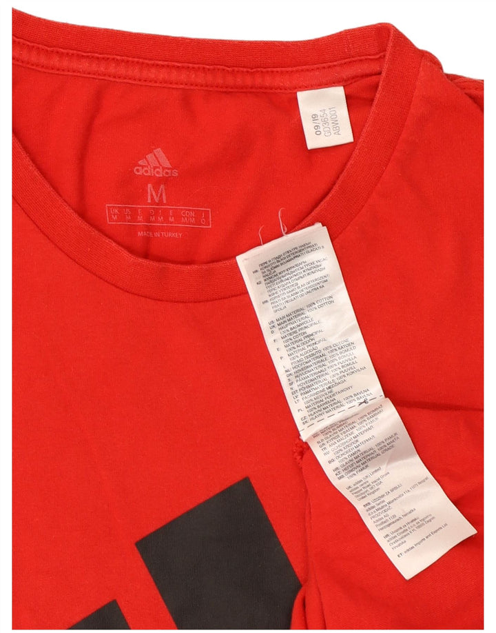 Мужская футболка Adidas с рисунком из хлопка среднего красного цвета