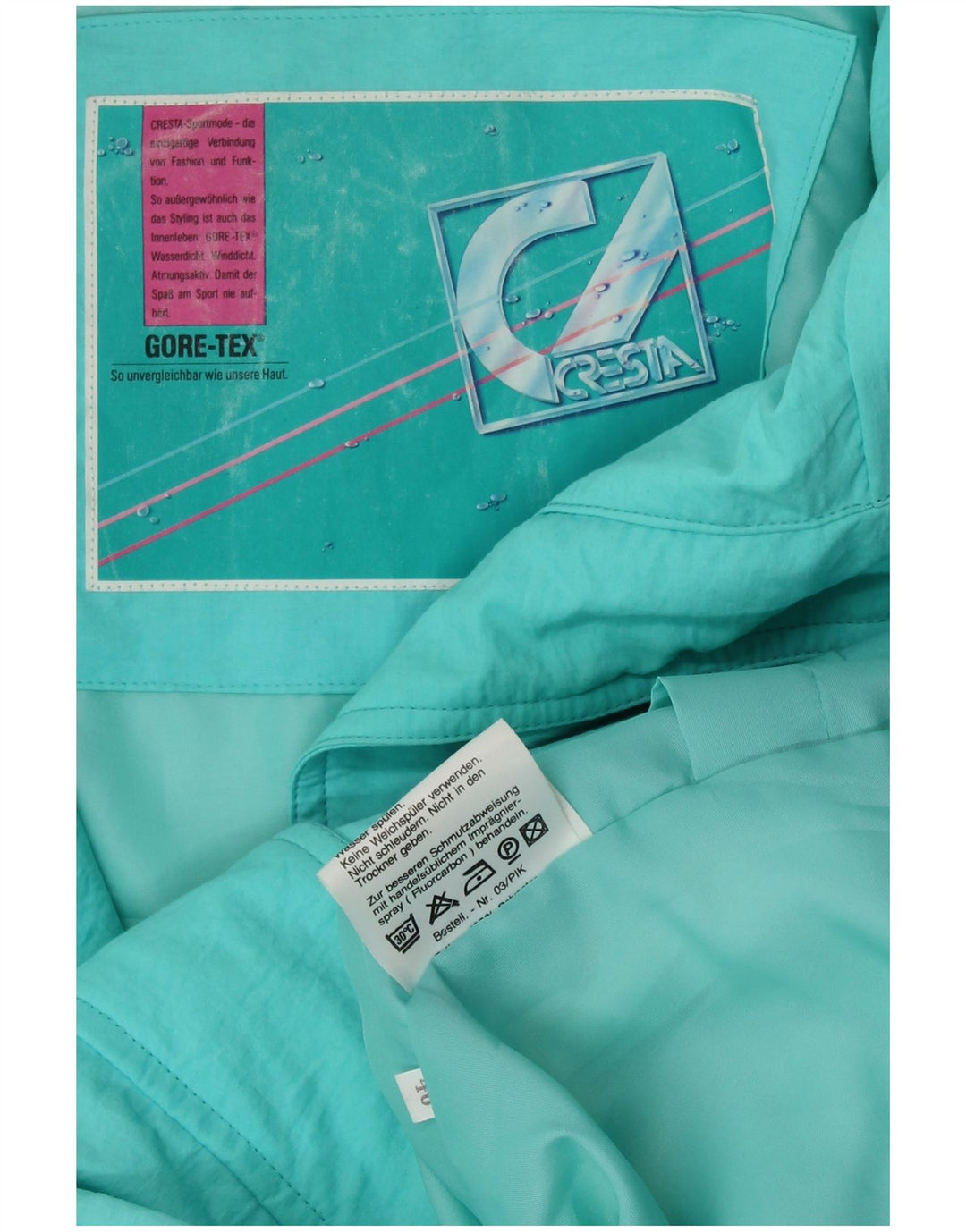 Женская лыжная куртка большого размера CRESTA Gore-Tex EU 40, средний бирюзовый хлопок