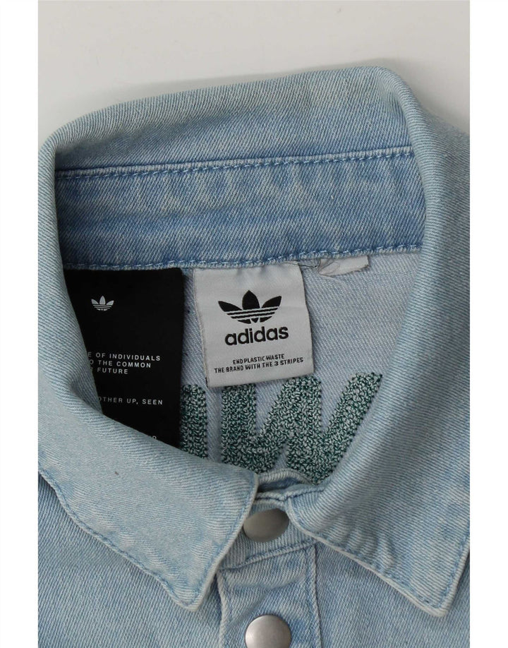 Мужская джинсовая рубашка Adidas с коротким рукавом с рисунком, средний синий