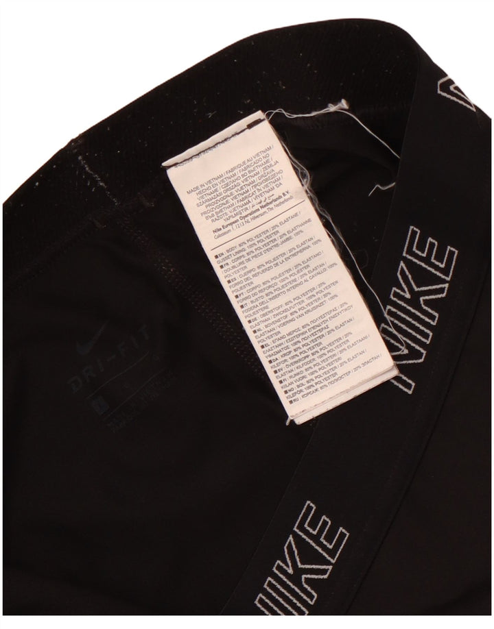 Женские леггинсы с рисунком Nike Dri Fit UK 14, большой черный полиэстер