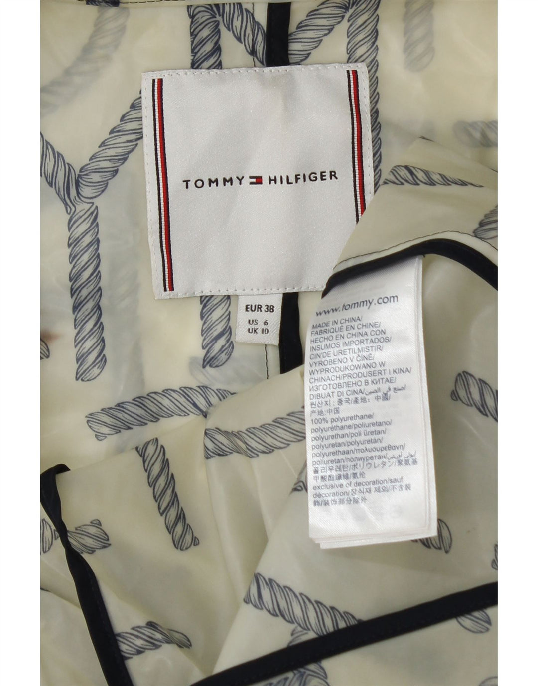 Tommy Hilfiger Женский плащ с рисунком UK 10, маленький, белый, из полиуретана