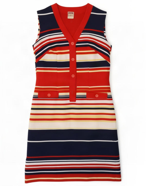 Diolen Womens Sleeveless Sheath Dress UK 12 Medium Multicoloured Striped