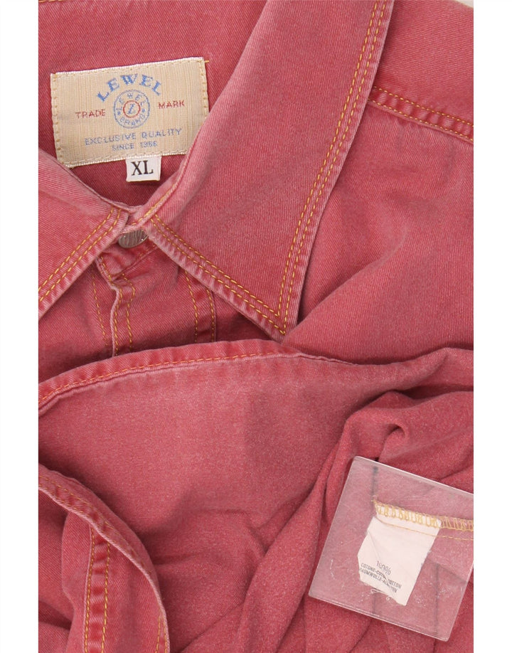 Винтажная мужская джинсовая рубашка XL розового цвета из хлопка