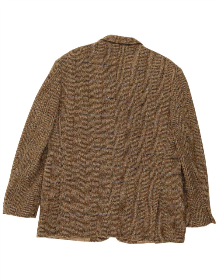 Мужской пиджак HARRIS TWEED на 2 пуговицах, Великобритания 44, 2XL, хаки, шерсть в клетку