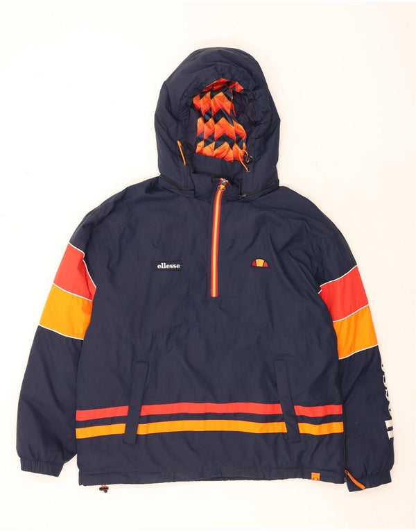 Мужской анорак с капюшоном Ellesse UK 42 XL темно-синий с цветными блоками