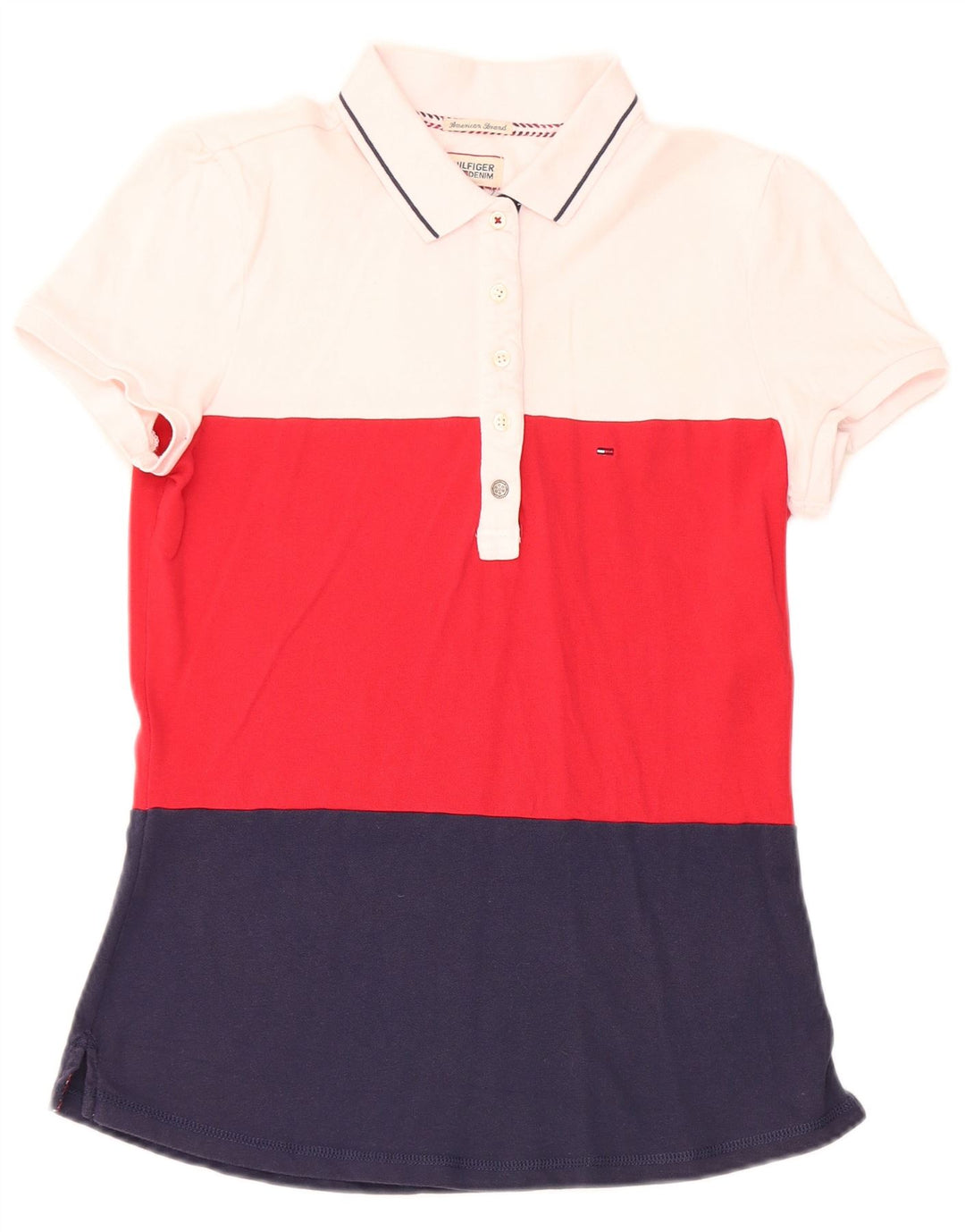 Женская рубашка-поло Tommy Hilfiger UK 12, средний разноцветный цветной блок