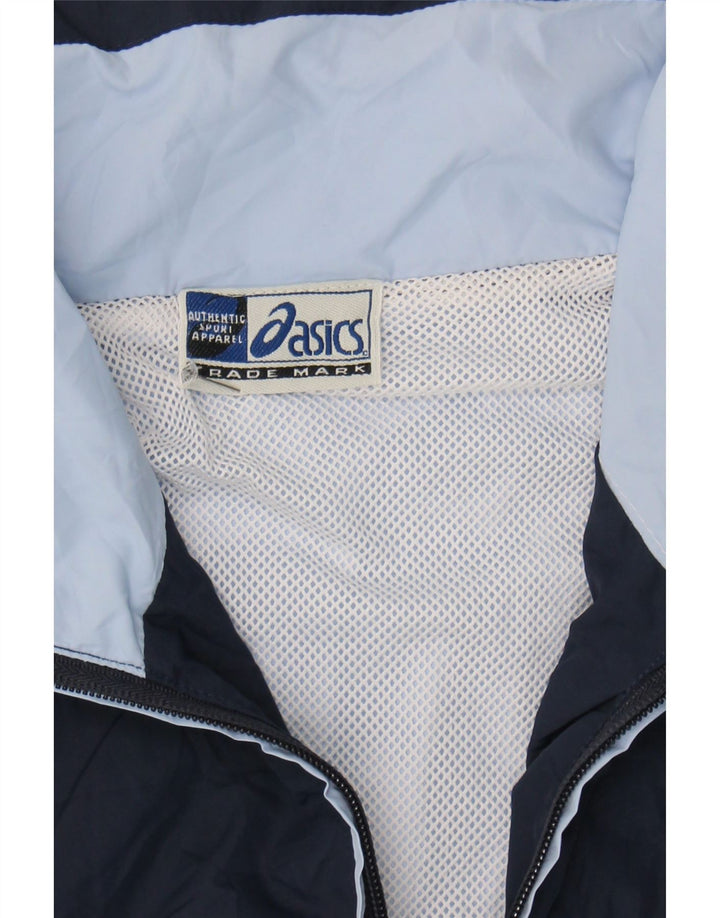 ASICS Mens Rain Jacket UK 44 2XL Navy Blue Colourblock Polyester Vintage Asics and Second-Hand Asics from Messina Hembry 