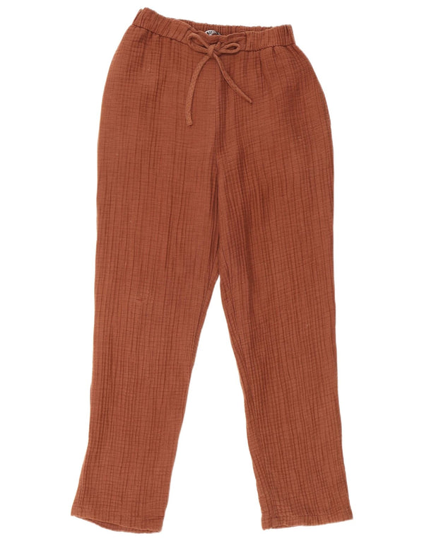 Zara Женские узкие повседневные брюки среднего размера W28 L28 Коричневые хлопковые