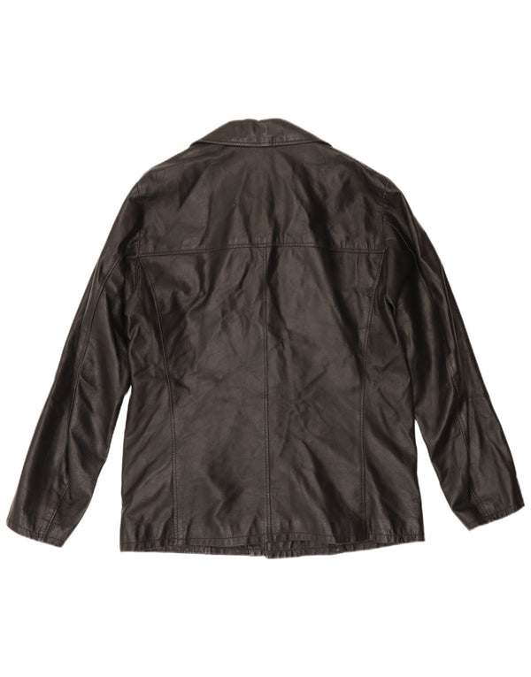 Мужская кожаная куртка VINTAGE UK 40, большая черная кожаная