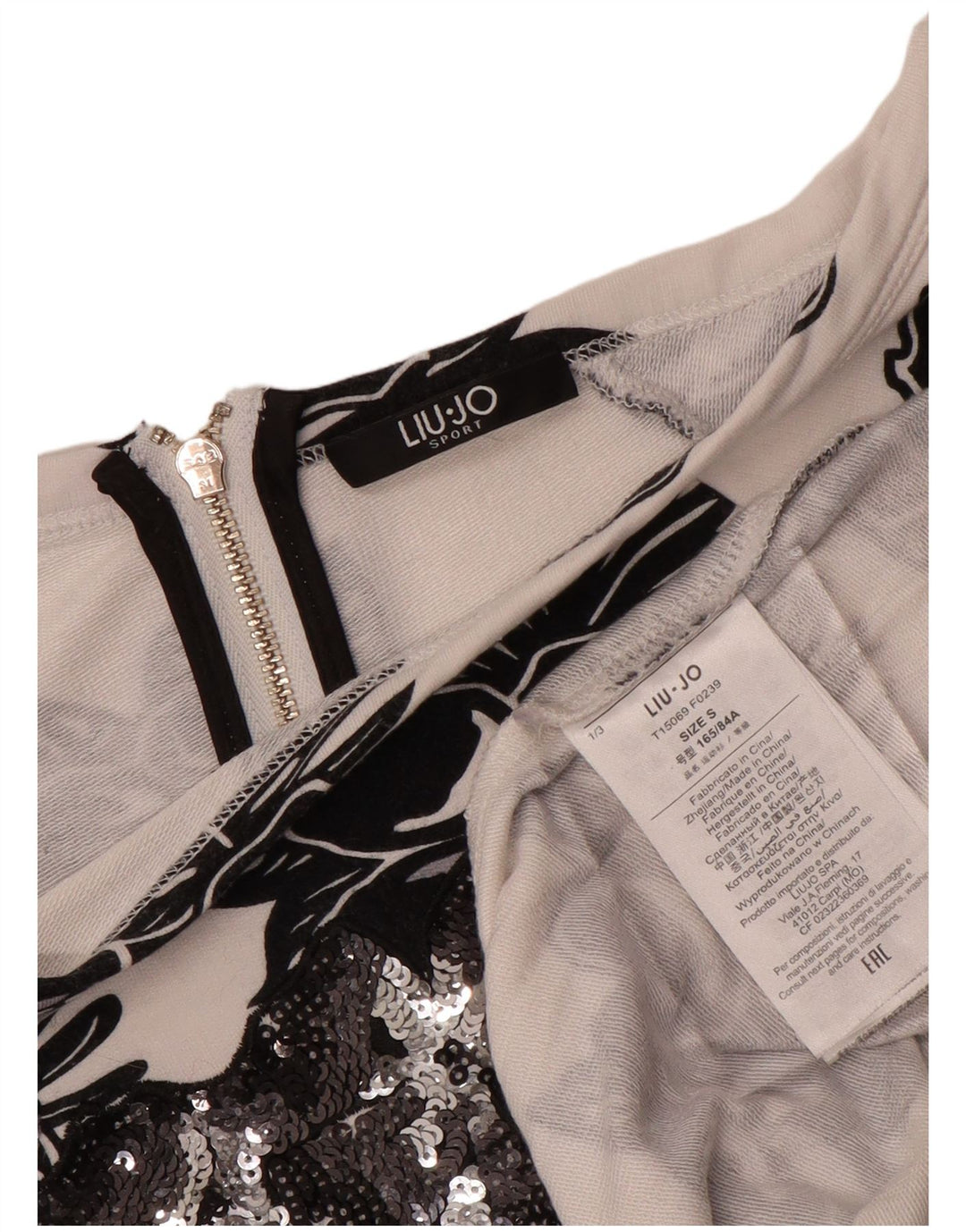 Женский свитер-свитшот LIU JO UK 10, маленький, белый, вискоза с цветочным принтом