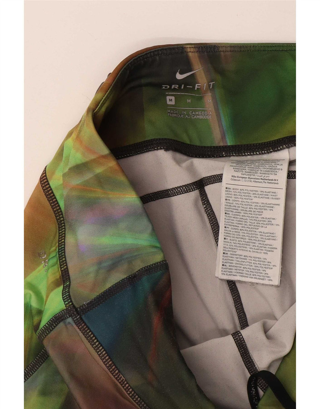 Женские леггинсы-капри Nike Dri Fit UK 14, средний разноцветный тай-дай