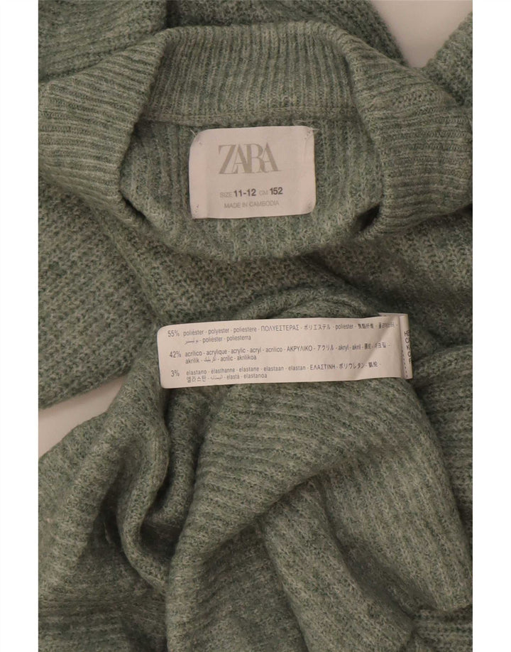 Джемпер с круглым вырезом Zara для мальчиков, 11–12 лет, зеленый полиэстер