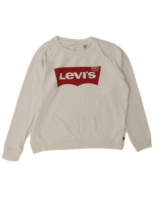 Levi's Womens Graphic Oversized Sweatshirt Jumper UK 10 Small White Cotton