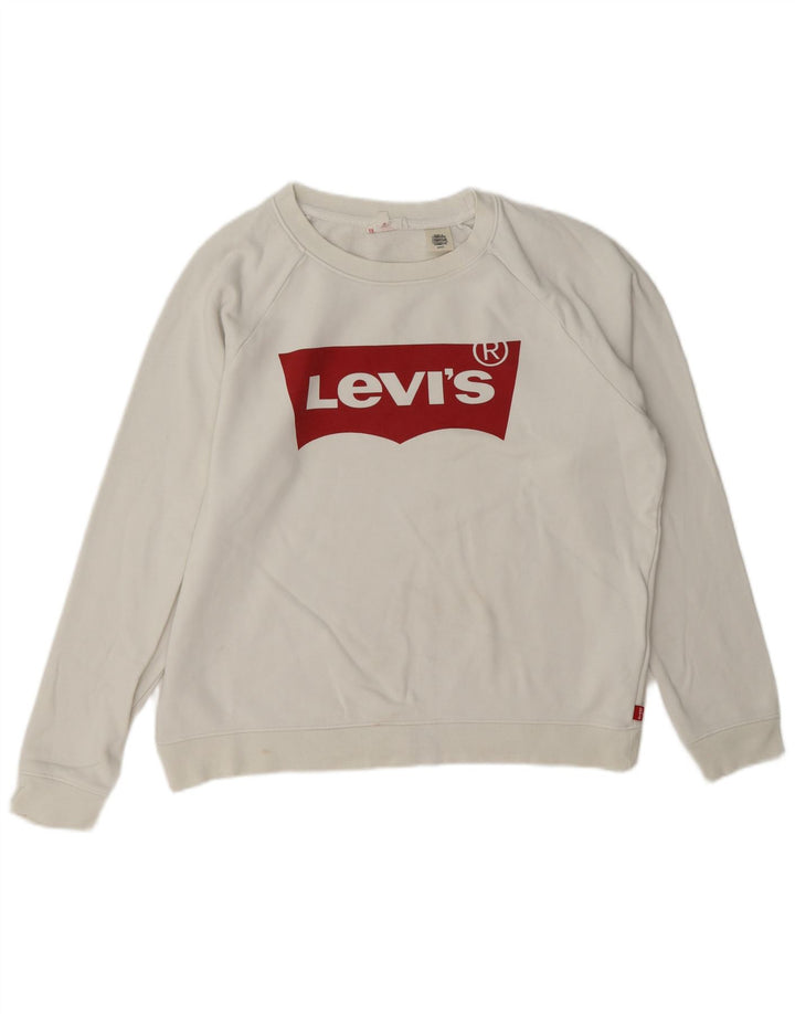 Женский джемпер оверсайз с рисунком Levi's, размер UK 10, маленький, белый хлопок