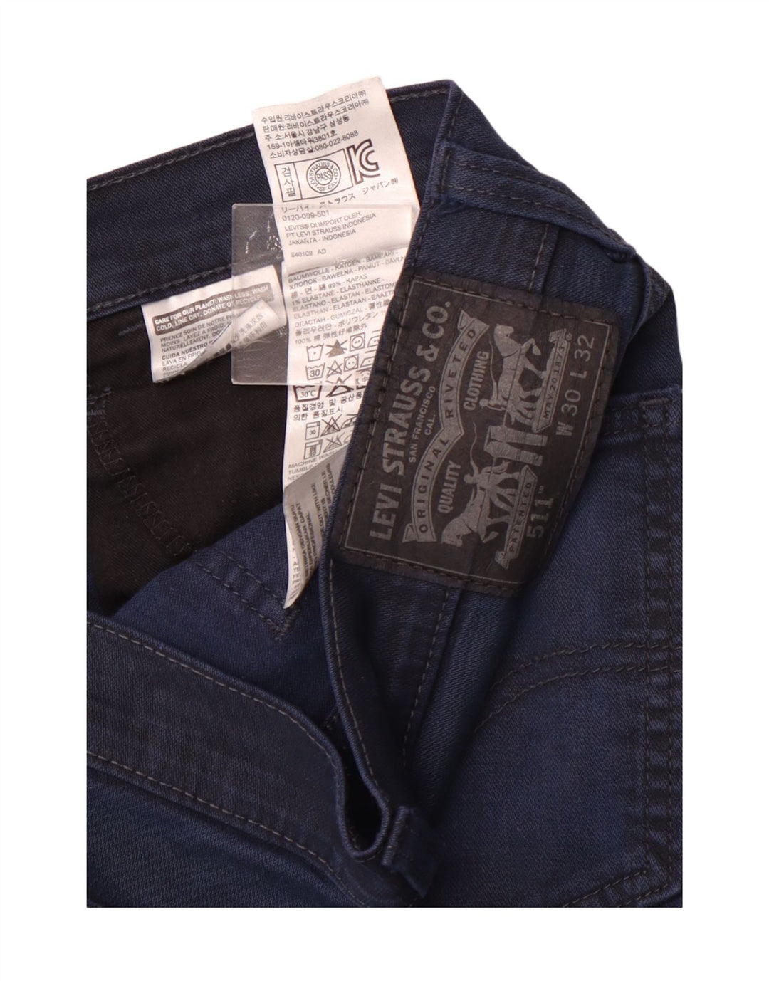 Мужские джинсы Levi's 511 Slim W30 L32 Темно-синие, хлопок