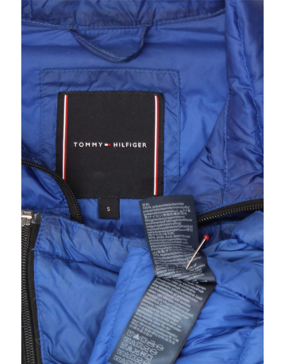 Мужская стеганая куртка Tommy Hilfiger UK 36 маленькая синяя из полиамида