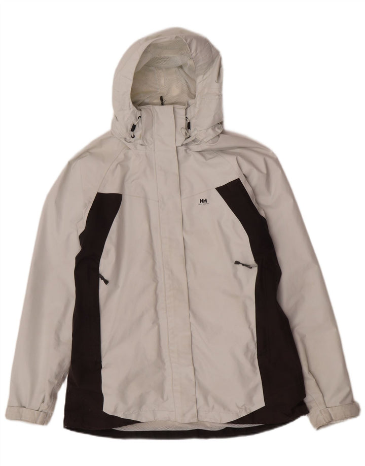 Женская дождевик с капюшоном Helly Hansen UK 14, средний цвет с белыми цветными блоками
