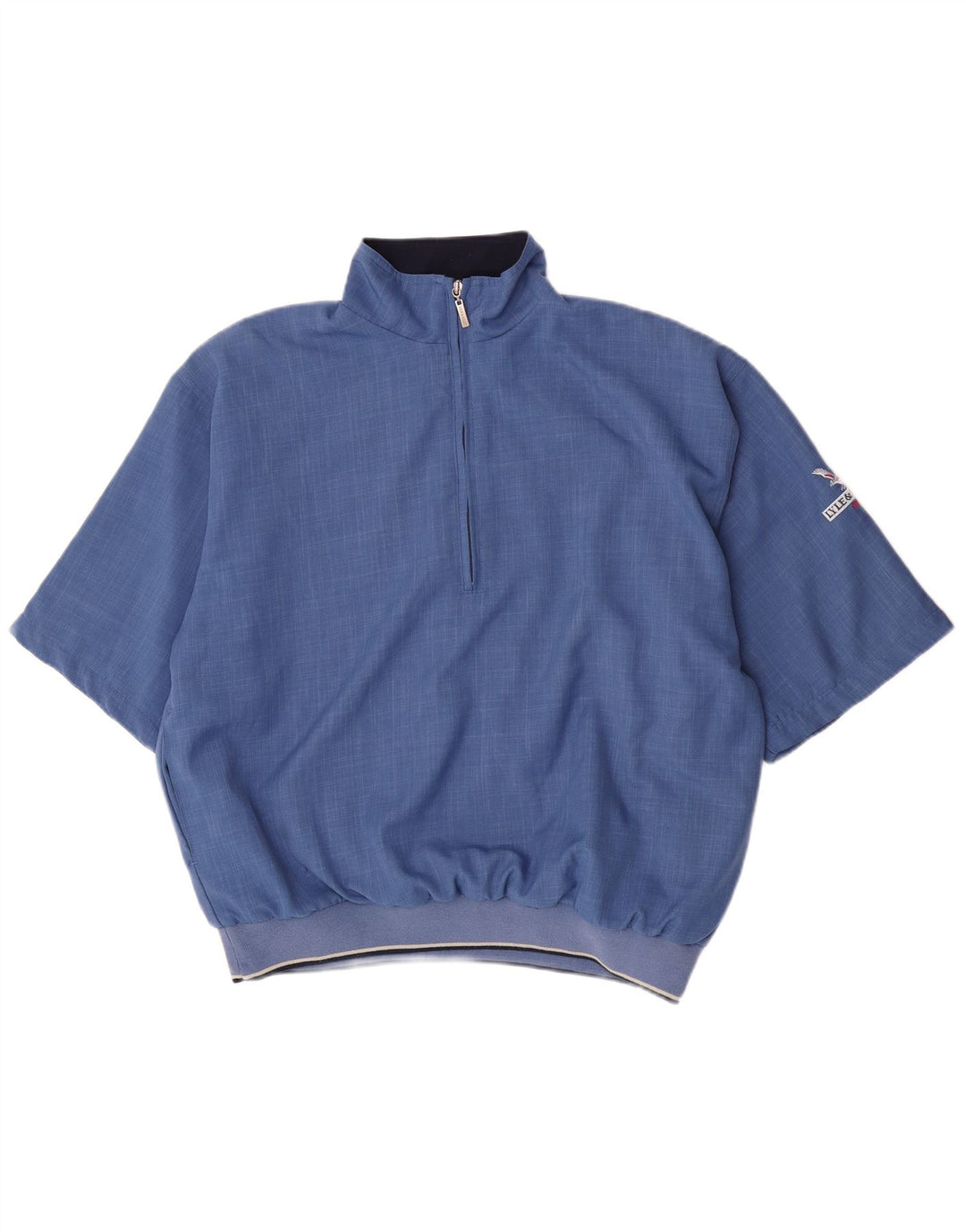 Мужской пуловер с короткими рукавами и воротником на молнии Lyle & Scott, спортивный костюм, средний синий