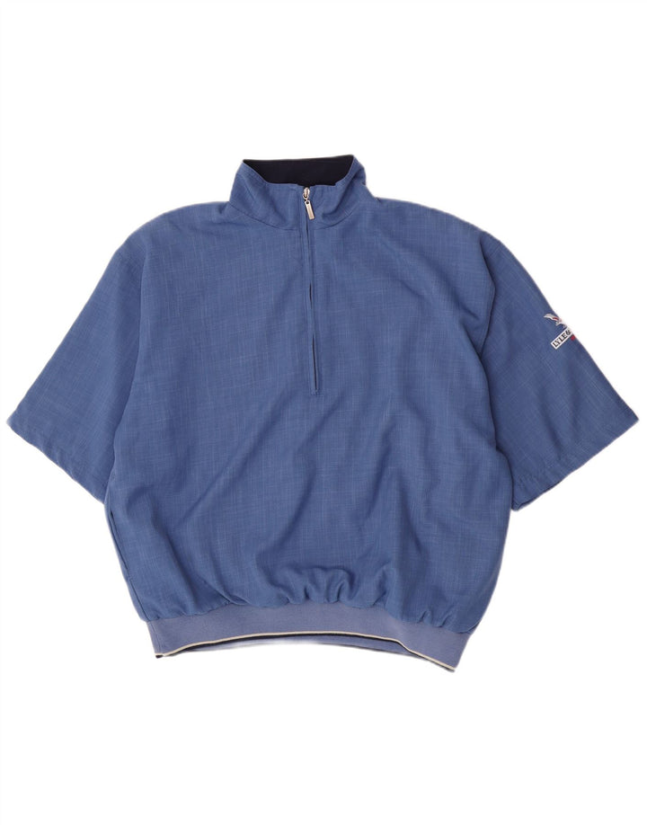 Мужской пуловер с короткими рукавами и воротником на молнии Lyle & Scott, спортивный костюм, средний синий