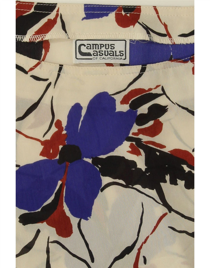 VINTAGE Womens See Through Blouse Top UK 14 Medium White Floral Polyester Vintage Vintage and Second-Hand Vintage from Messina Hembry 