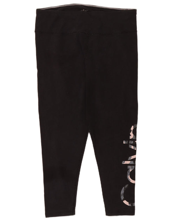 Женские укороченные леггинсы с рисунком Calvin Klein UK 18 XL, черный хлопок