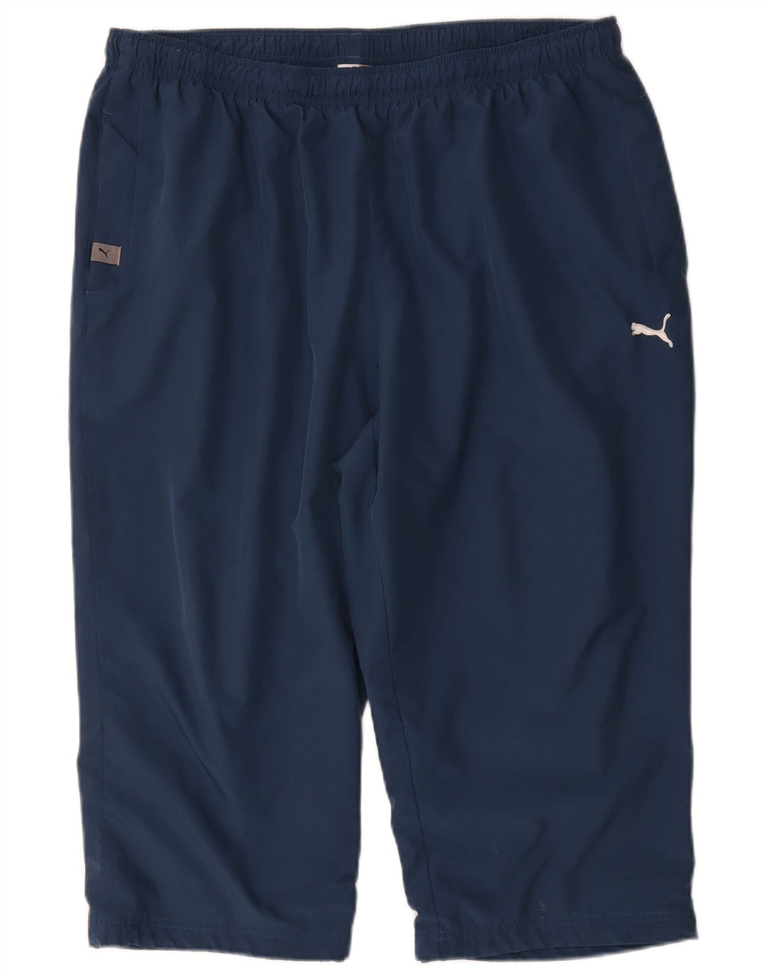 Мужские спортивные брюки-капри с рисунком Puma 2XL темно-синие из полиэстера